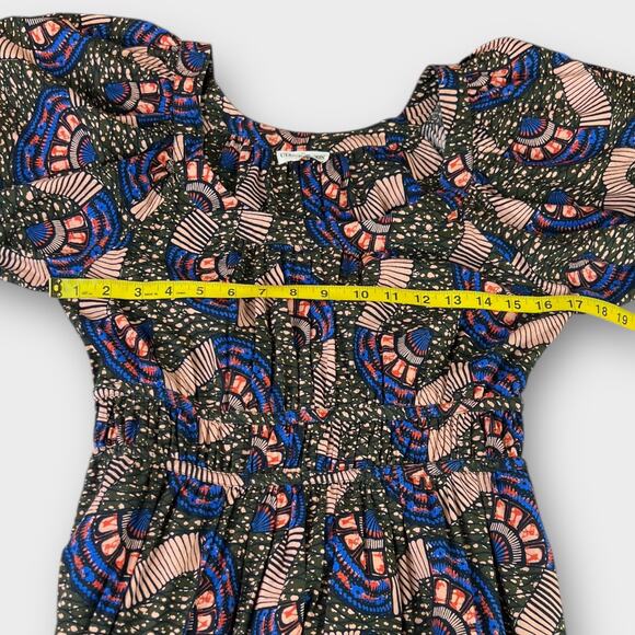 Ulla Johnson Juniper Floral Print Cotton Poplin Midi Dress in Army Green Size 6 - Picture 9 of 9